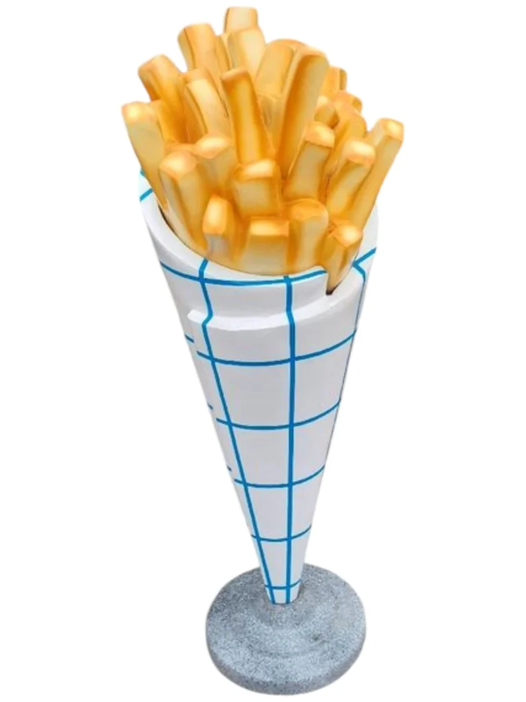 Un stop-trottoir thématique en forme de cornet de frites.